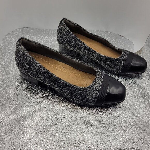 Clarks Artisan Womens Keesha Rosa Pumps Black Leather Textile Size 5.5 Comfort - Picture 6 of 12